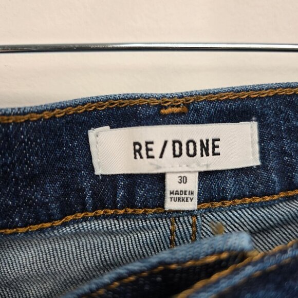 Re/Done 90s High Rise Ankle Crop Button fly Denim Indigo Denim Jeans - Picture 10 of 13